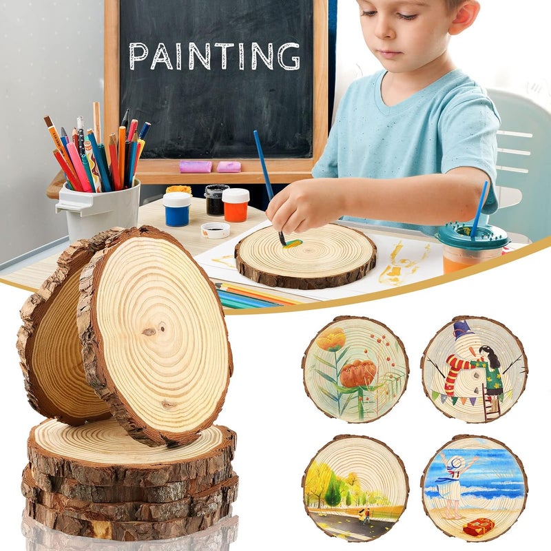 FSWCCK 6 Pack Nature Unfinished Round Wood Slices, 7-8 Inches Wooden Circle, Large Wood Slabs for Weddings Centerpieces Decor and DIY Painting Crafts - Image 5